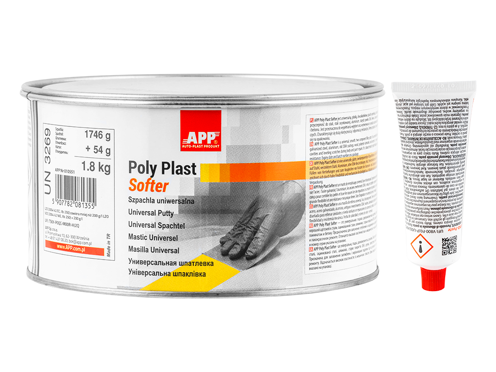 Szpachla uniwersalna z utwardzaczem APP Poly Plast Softer | 1,8kg